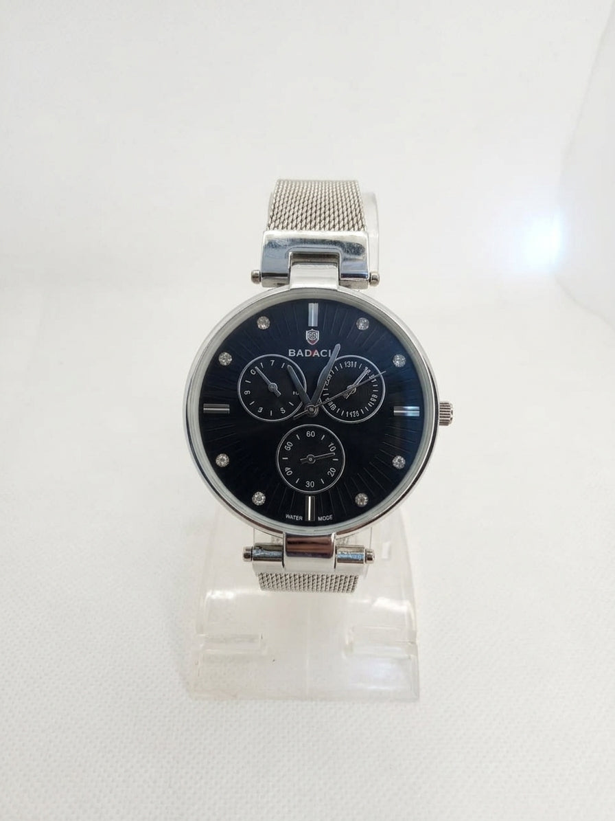BADACI Elegant Multi-Function Diamond Accent Mesh Watch