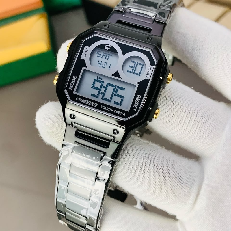 CHAXIGO 7486G Men’s Waterproof Wrist Watch with Steel Chain & Butterfl ...