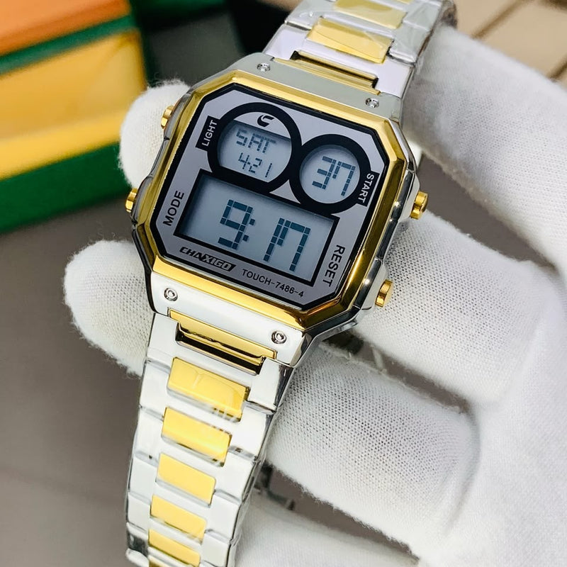 CHAXIGO 7486G Men’s Waterproof Wrist Watch with Steel Chain & Butterfl ...
